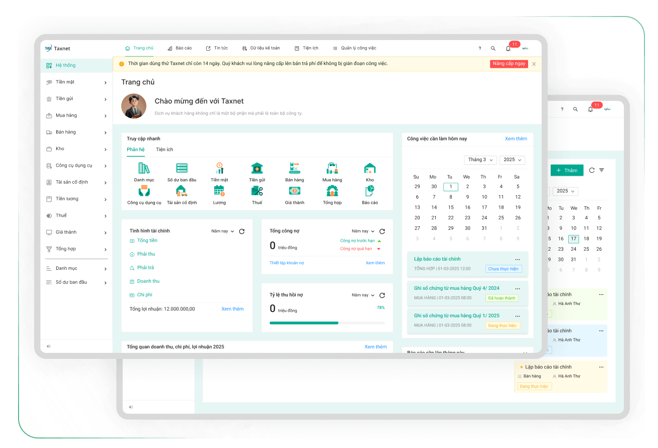 Giao diện kế toán TaxNet